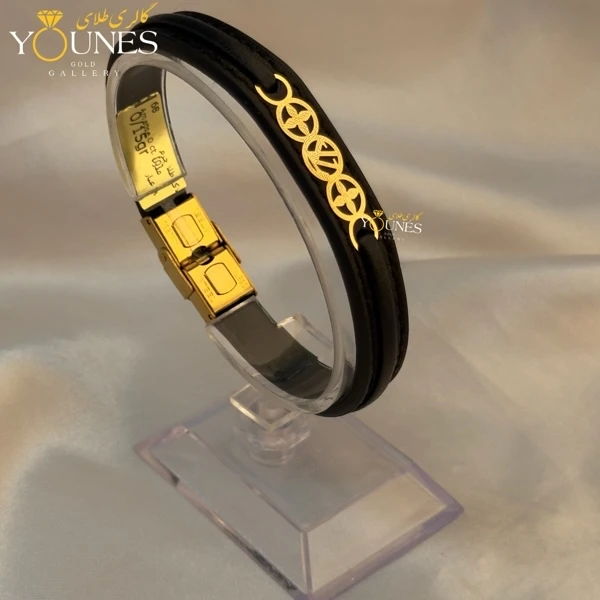 دستبند طلا چرم مردانه L160